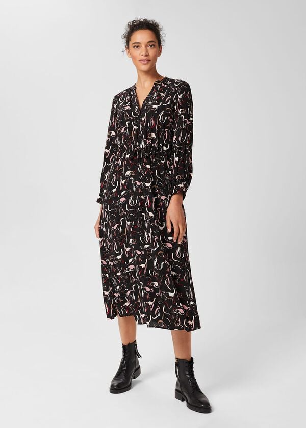 hobbs Teagan Midi Dress Black Multi