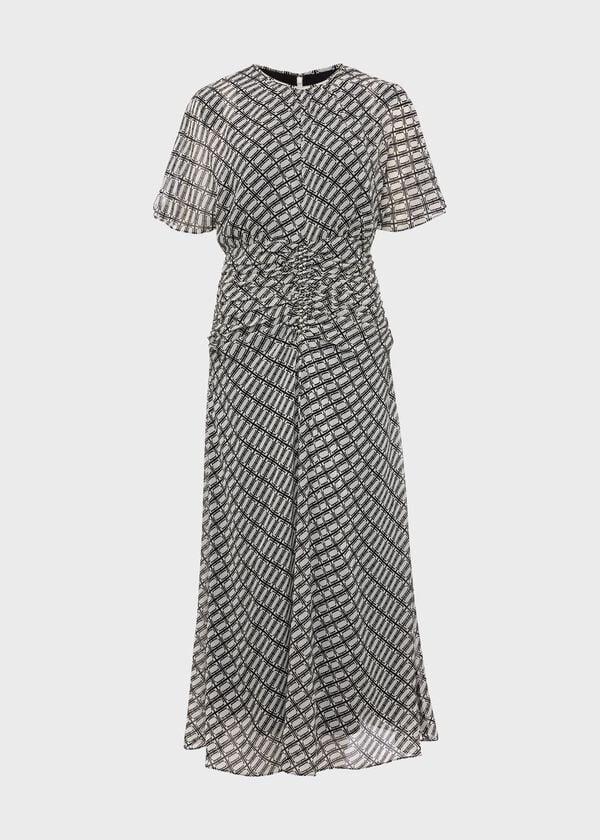 Hobbs Tegan Silk Dress Ivory Multi