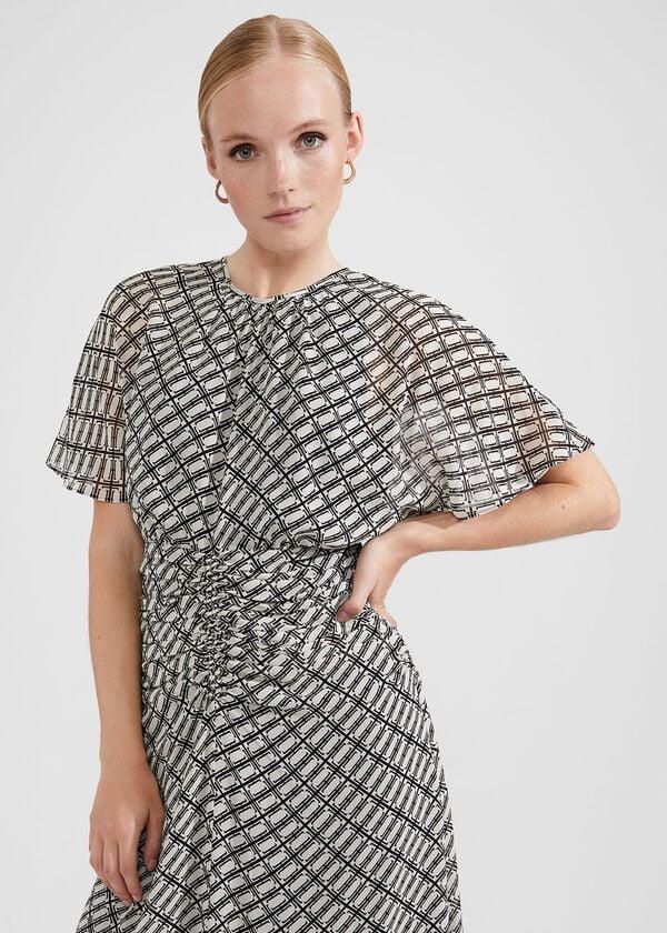 Hobbs Tegan Silk Dress Ivory Multi