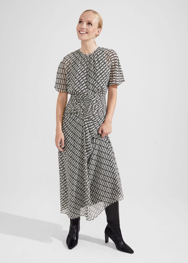 hobbs Tegan Silk Dress Ivory Multi