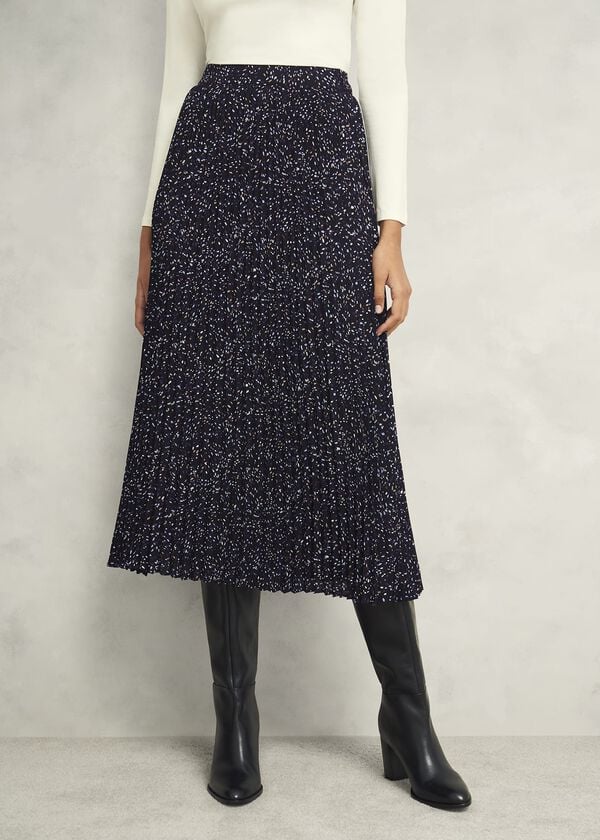Hobbs Teia Pleated Skirt Black Multi