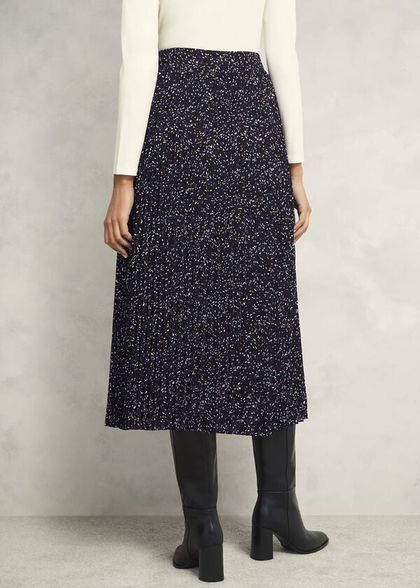 Hobbs Teia Pleated Skirt Black Multi