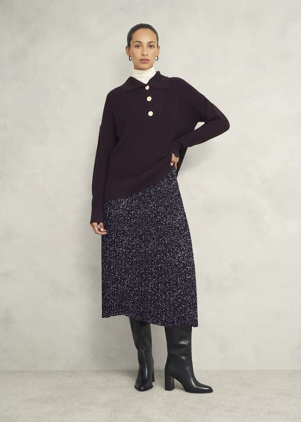 hobbs Teia Pleated Skirt Black Multi