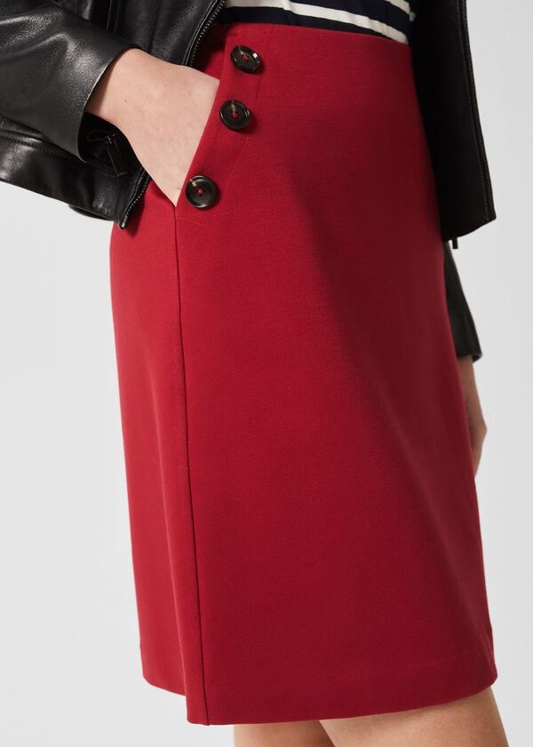 Hobbs Teia Ponte Skirt Deep Red