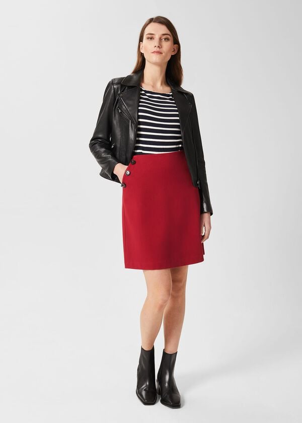 hobbs Teia Ponte Skirt Deep Red