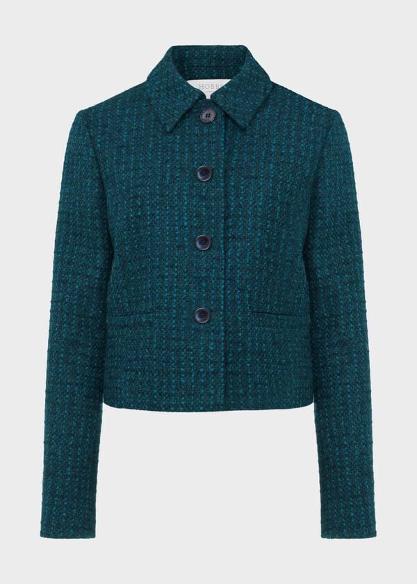 Hobbs Teia Wool Jacket Deep Teal Blue