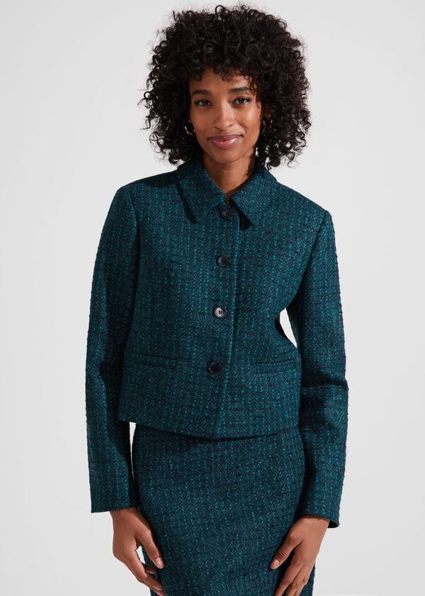 hobbs Teia Wool Jacket Deep Teal Blue