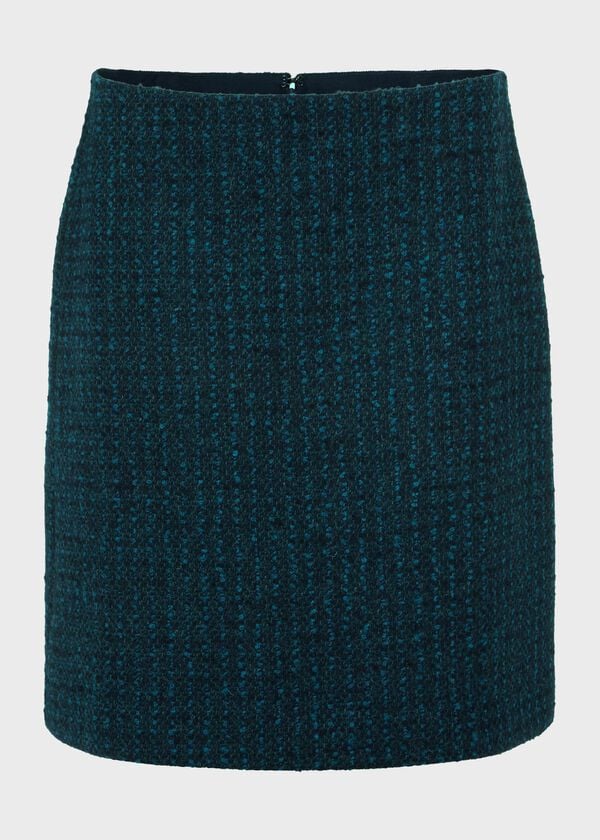 Hobbs Teia Wool Skirt Deep Teal Blue