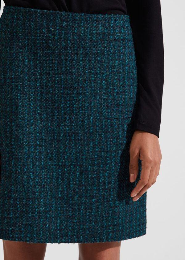 Hobbs Teia Wool Skirt Deep Teal Blue