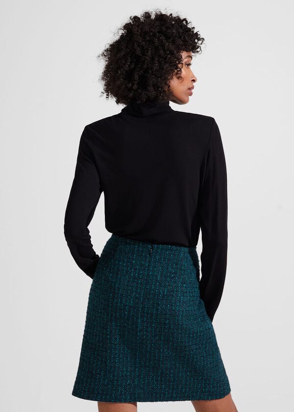 Hobbs Teia Wool Skirt Deep Teal Blue