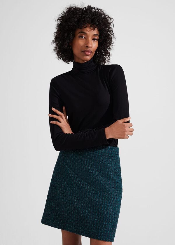 hobbs Teia Wool Skirt Deep Teal Blue