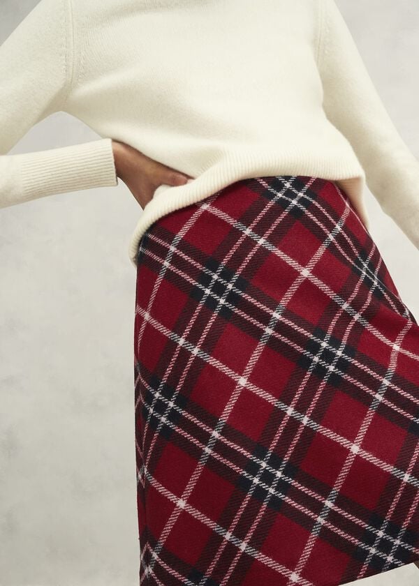 Hobbs Teia Wool Skirt Red Multi