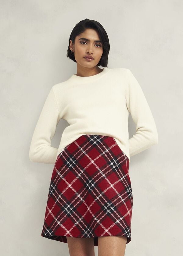 hobbs Teia Wool Skirt Red Multi