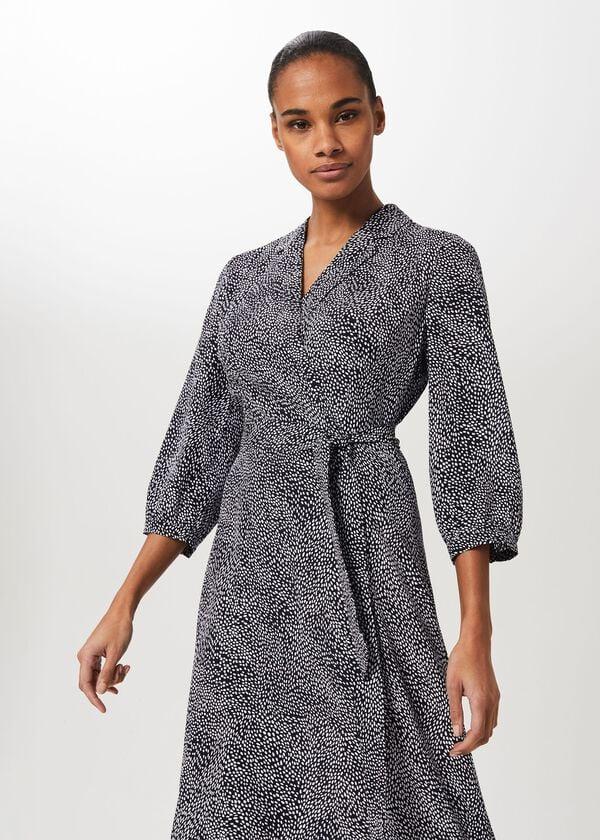 Hobbs Teresa Midi Wrap Dress Navy Ivory