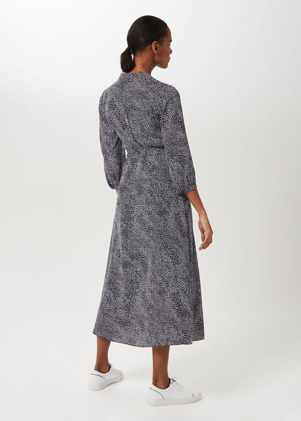 Hobbs Teresa Midi Wrap Dress Navy Ivory