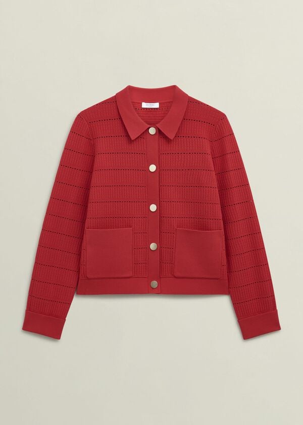 Hobbs Tessa Knitted Jacket Petunia Red