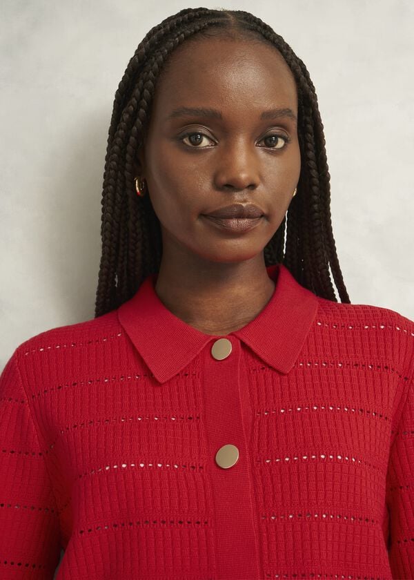 Hobbs Tessa Knitted Jacket Petunia Red