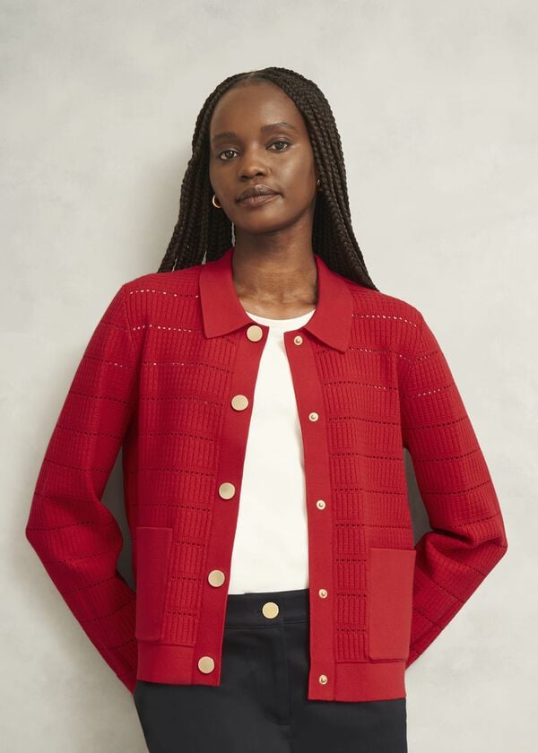 hobbs Tessa Knitted Jacket Petunia Red