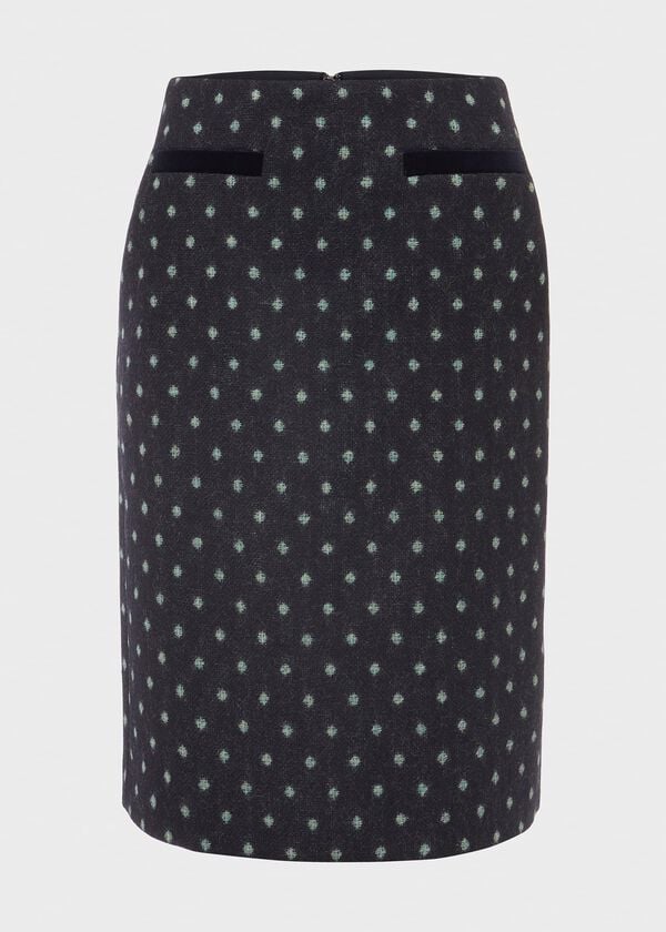 Hobbs Tessa Wool Pencil Skirt Navy Green