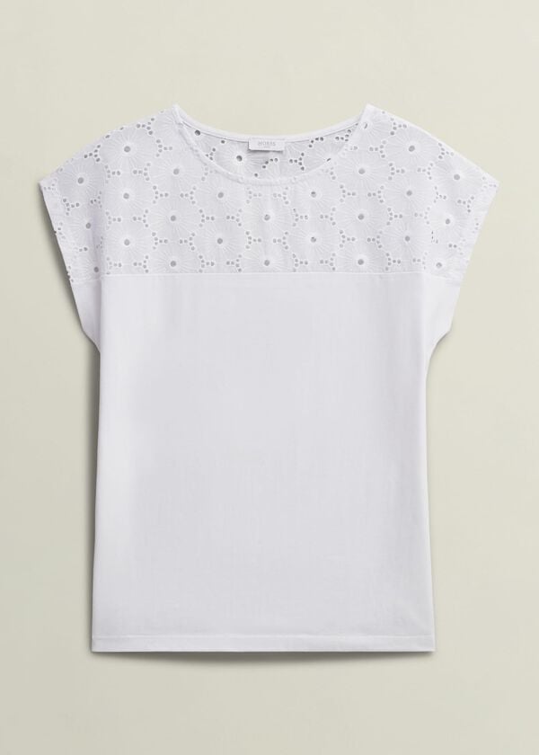 Hobbs Thea Broderie Top White