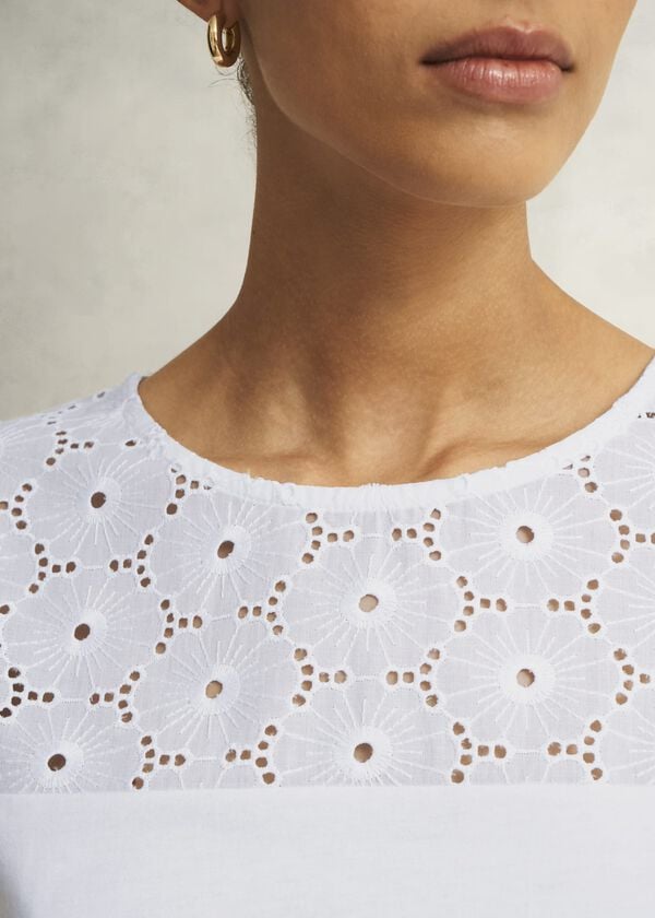 Hobbs Thea Broderie Top White