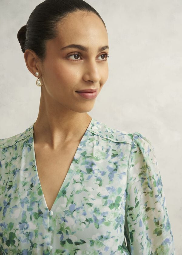 Hobbs Thea Tie Belted Dress Sage Green