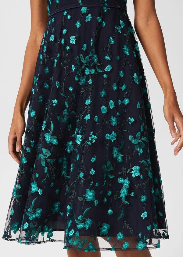Hobbs Tia Embroidered Dress Navy Multi