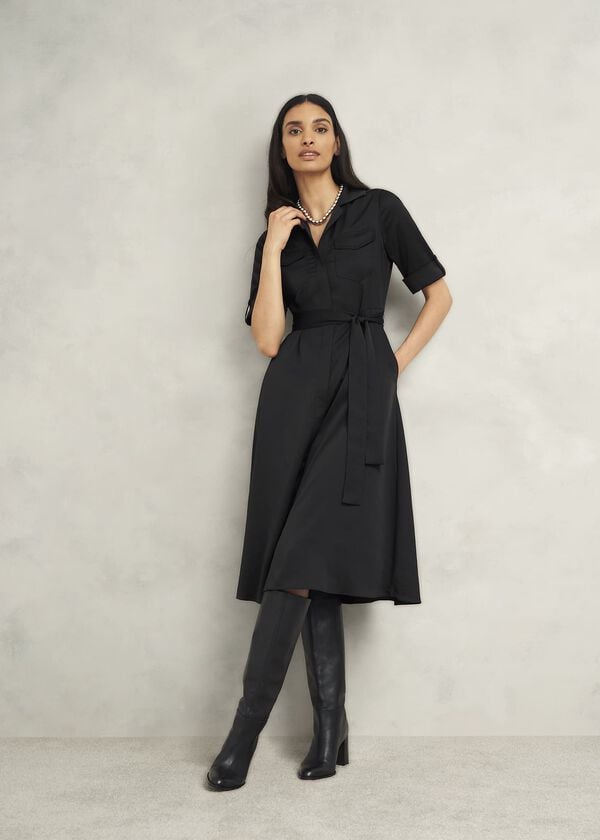 hobbs Towneley Satin Dress Black