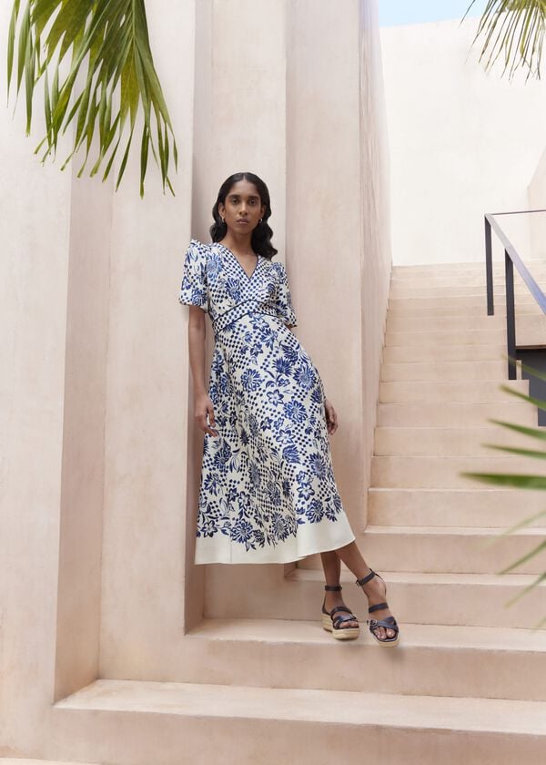 hobbs Trelissick Dress Cream Multi