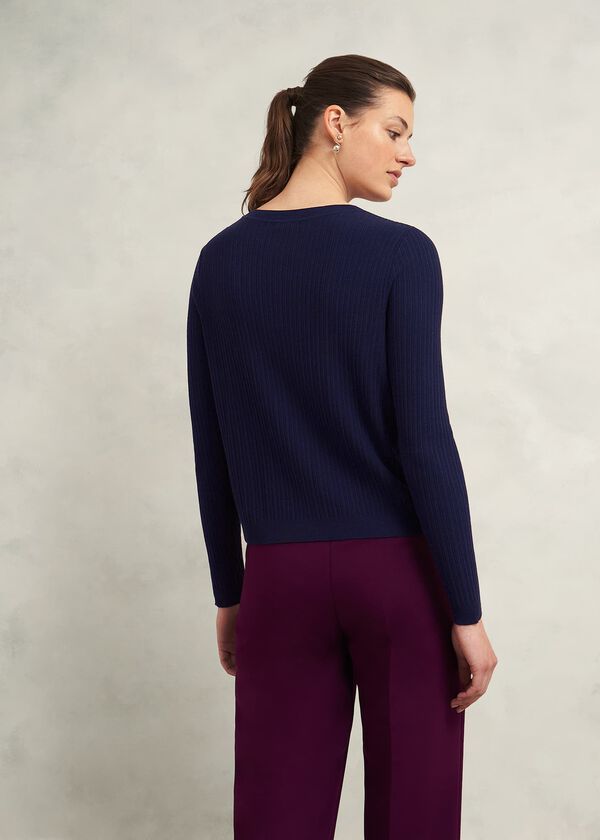 Hobbs Trina Woven Front Cardigan Hobbs Navy