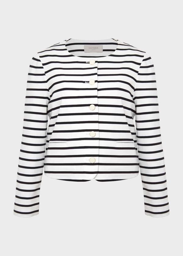 Hobbs Uma Stripe Jacket Ivory Navy