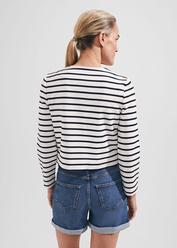 Hobbs Uma Stripe Jacket Ivory Navy