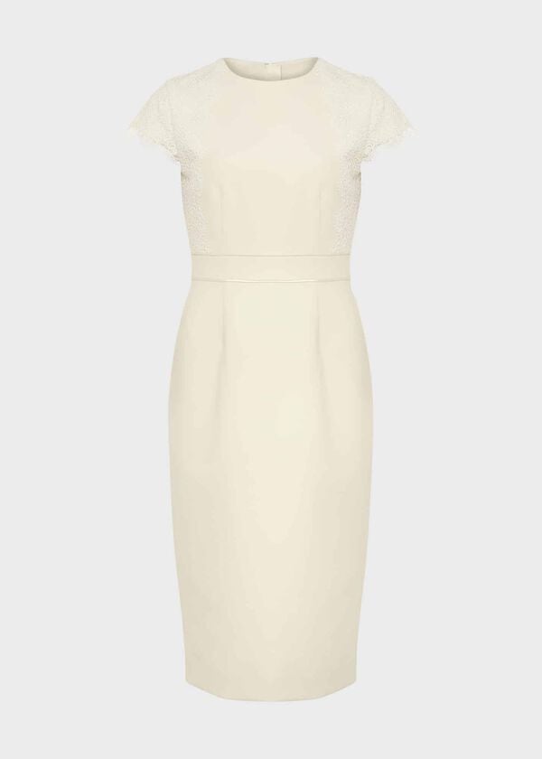 Hobbs Valentina Lace Shift Dress Pale Yellow