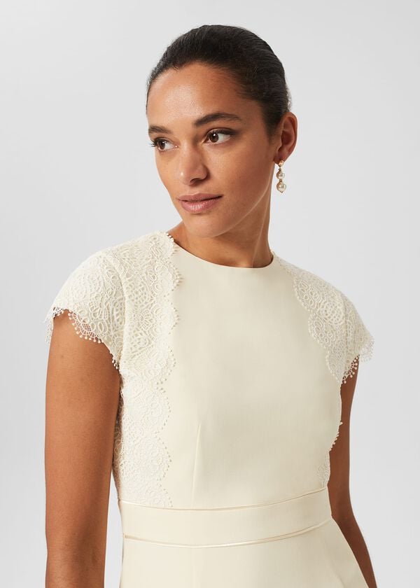 Hobbs Valentina Lace Shift Dress Pale Yellow
