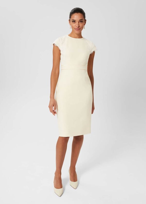 hobbs Valentina Lace Shift Dress Pale Yellow
