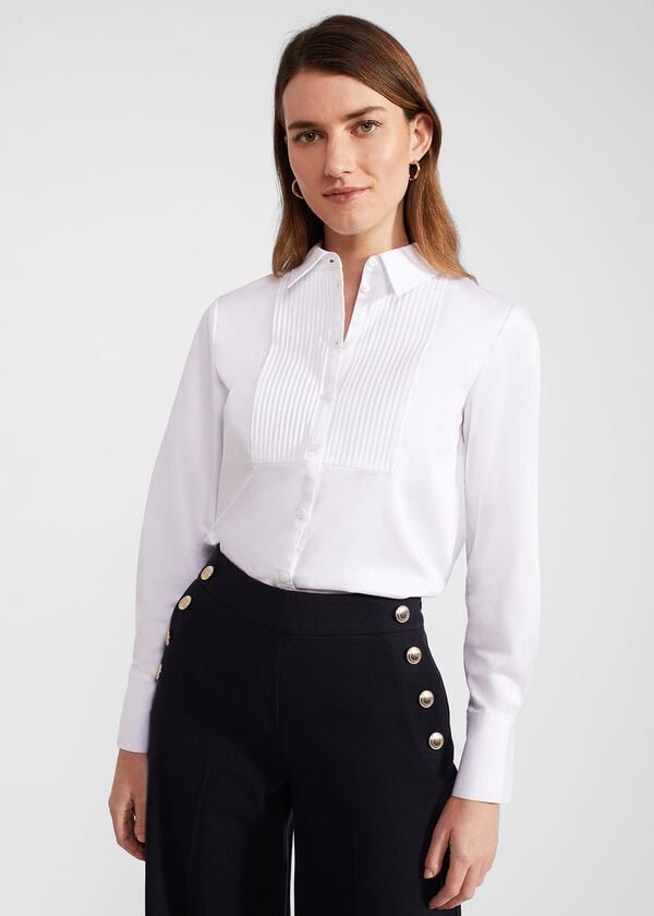hobbs Valerie Cotton Blend Shirt White