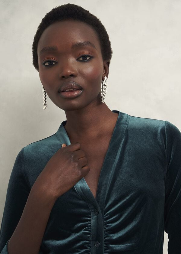 Hobbs Velvet Hattie Top Evergreen