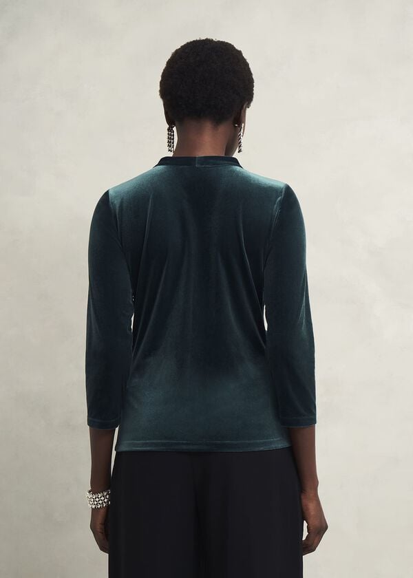 Hobbs Velvet Hattie Top Evergreen