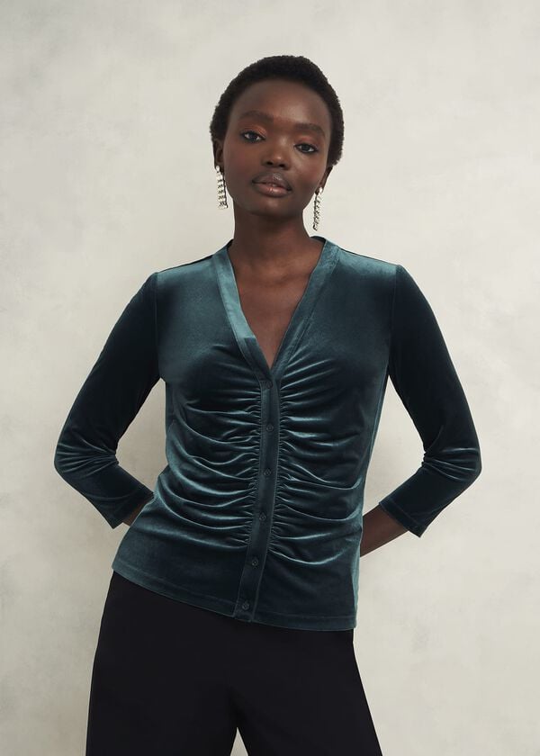 hobbs Velvet Hattie Top Evergreen