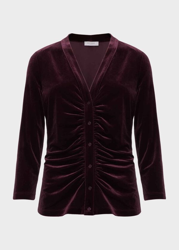 Hobbs Velvet Hattie Top Maroon Purple