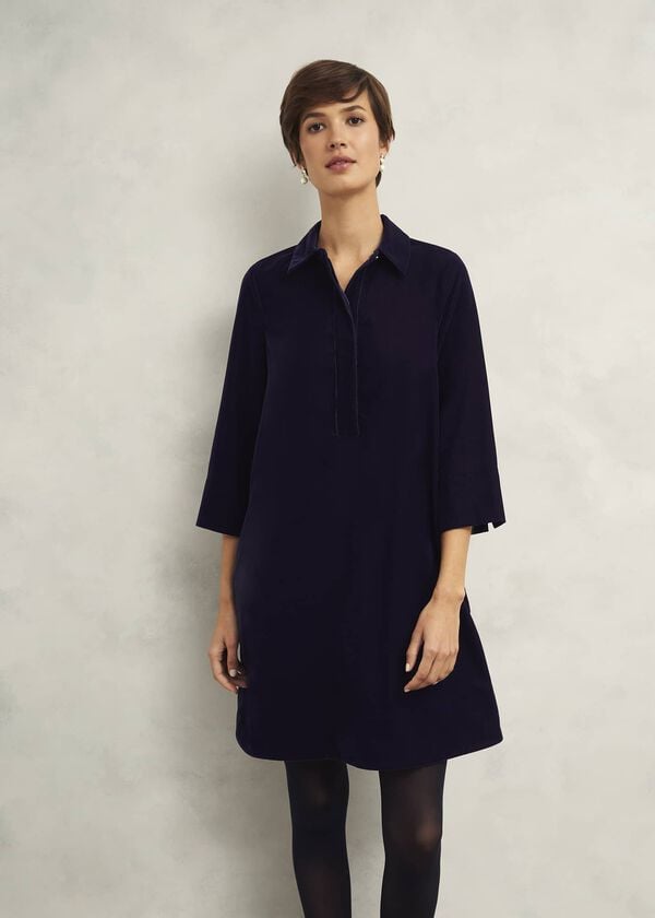 hobbs Velvet Marciella Dress Midnight Navy