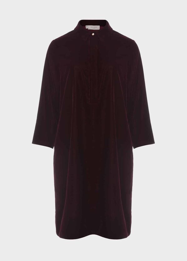 Hobbs Velvet Marciella Dress Wine Red