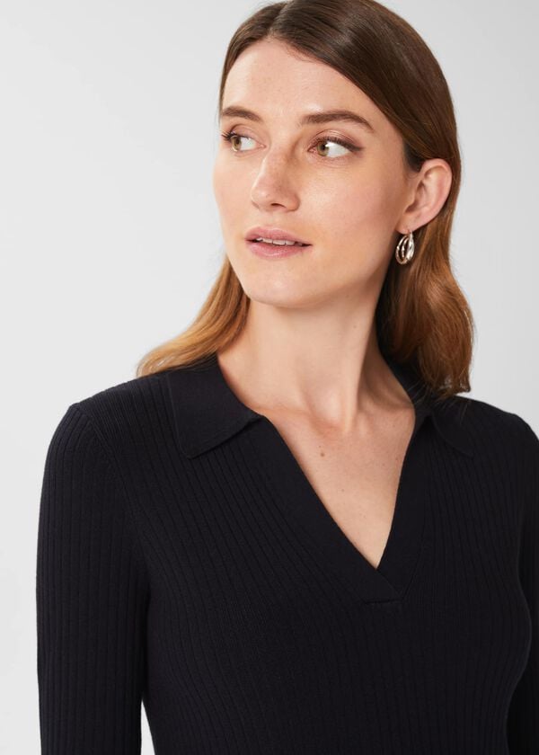 Hobbs Vera Knitted Dress Navy