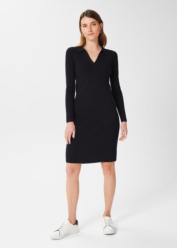 hobbs Vera Knitted Dress Navy