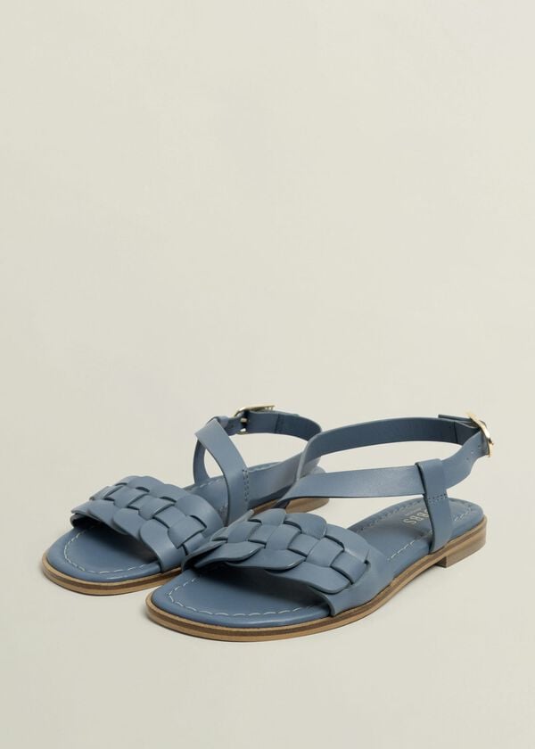 Hobbs Vera Leather Sandals Cornflower Blue