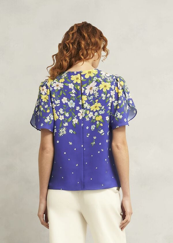 Hobbs Verena Floral Top Blue Multi