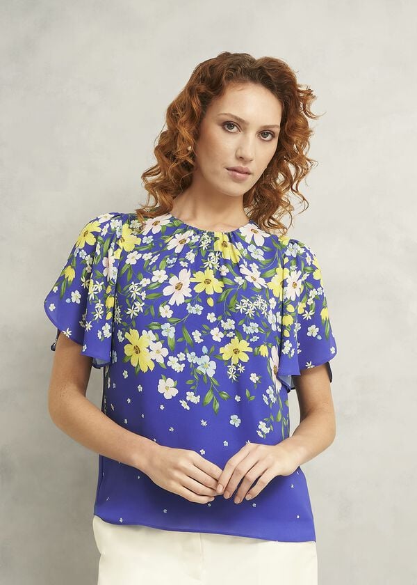 hobbs Verena Floral Top Blue Multi