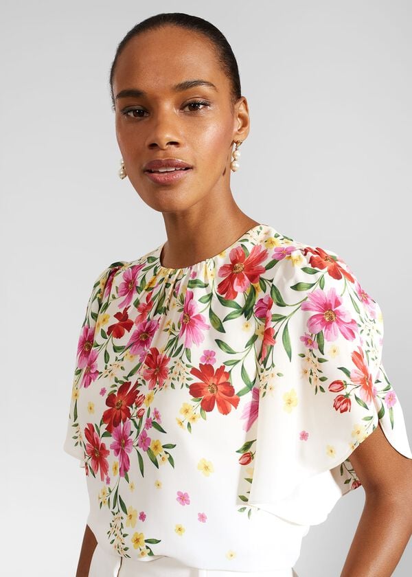 Hobbs Verena Floral Top Cream Multi