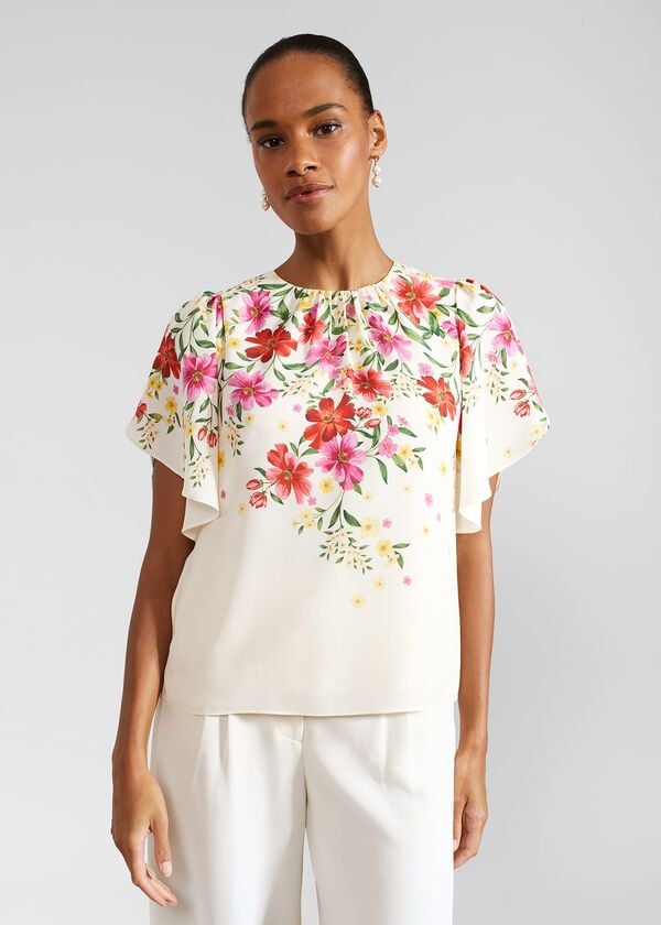hobbs Verena Floral Top Cream Multi