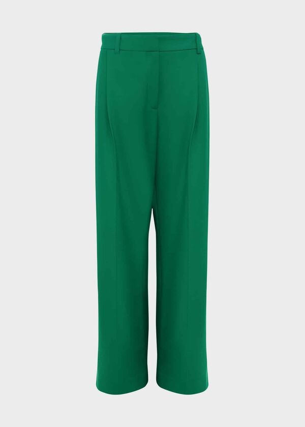 Hobbs Verona Wide Leg Trousers Malachite Green